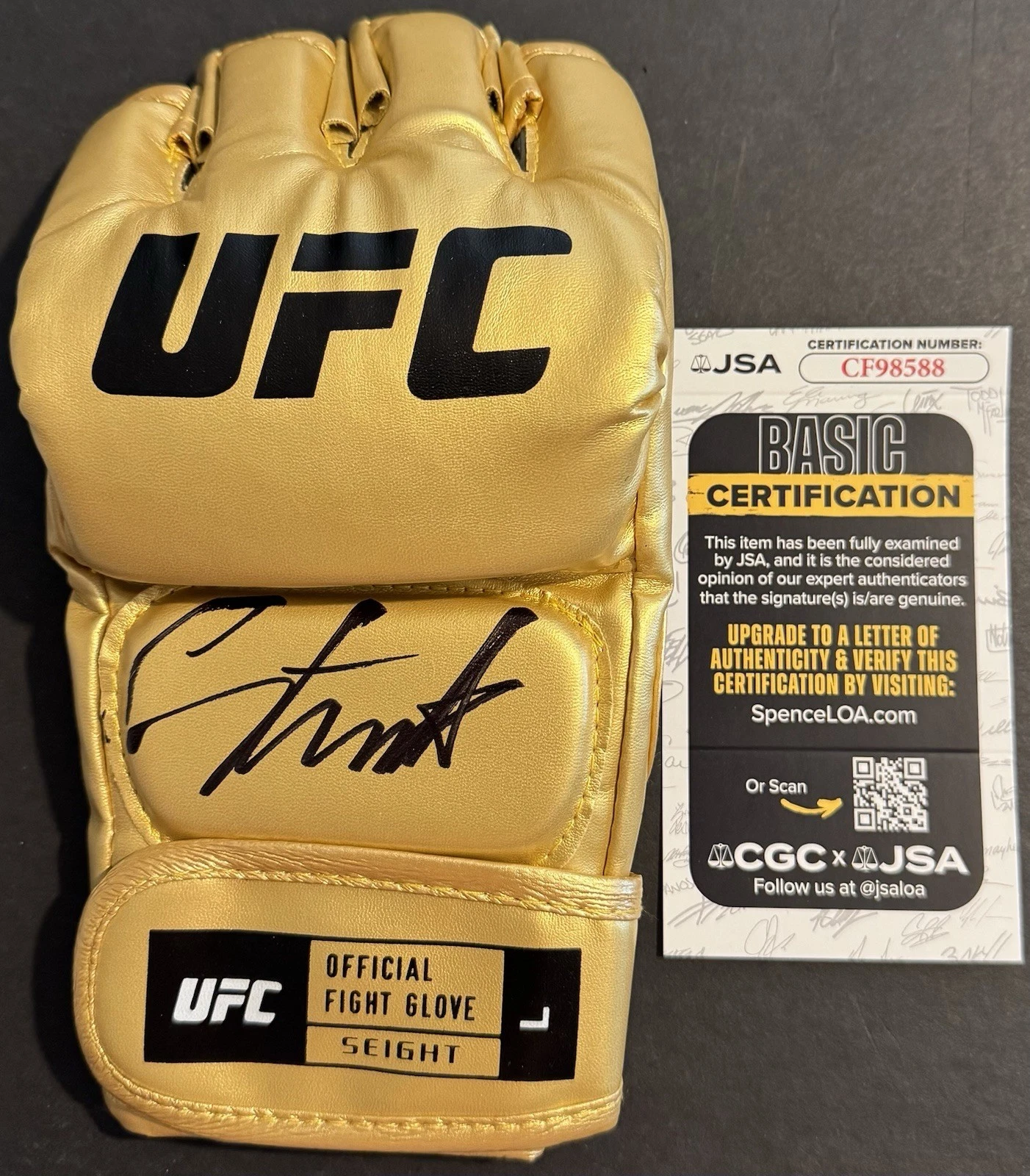 Israel Adesanya Signed Autographed Gold UFC Fight Glove JSA COA Stylebender