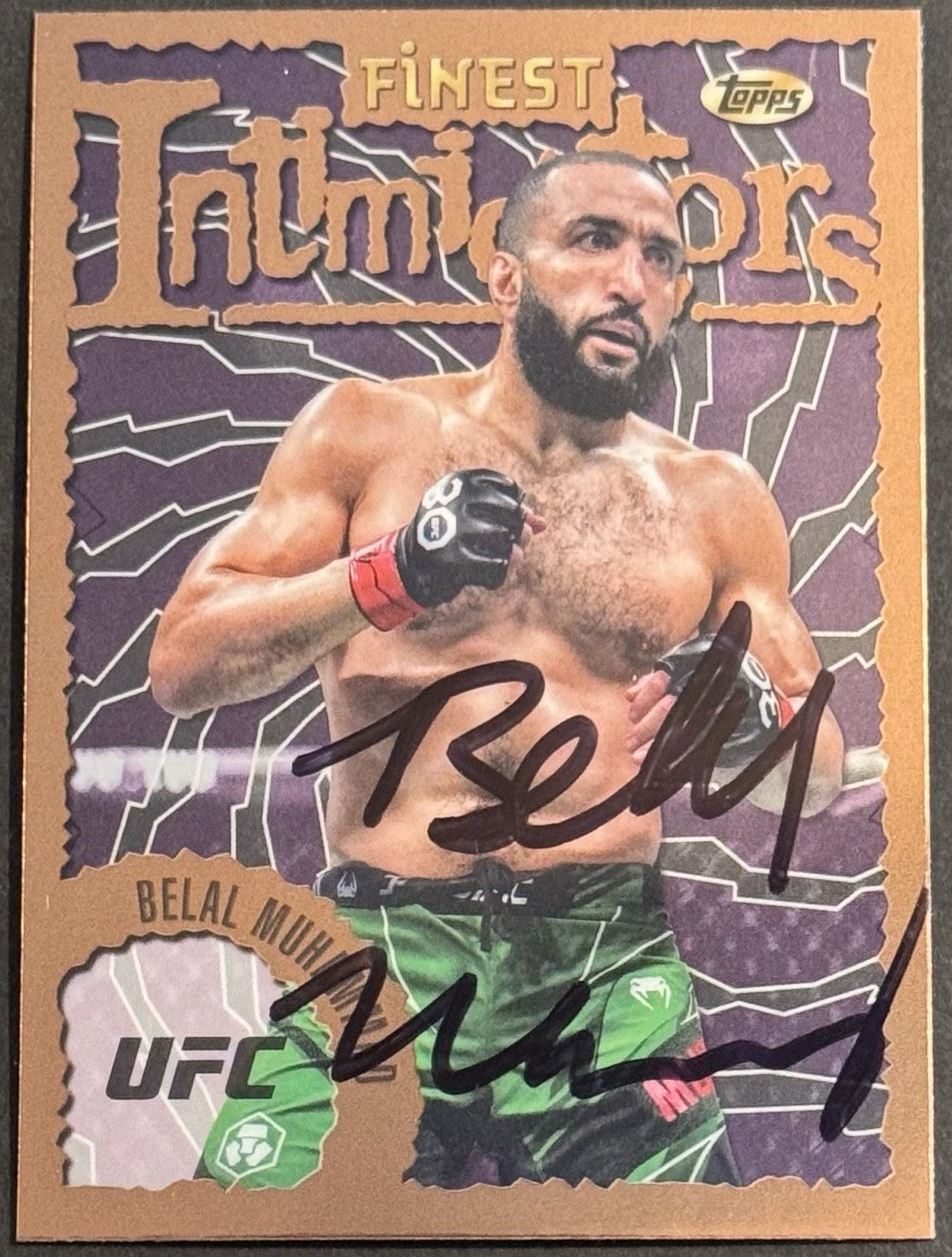 Belal Muhammad Signed 2024 Topps Finest Intimidators UFC Card BAS Beckett COA