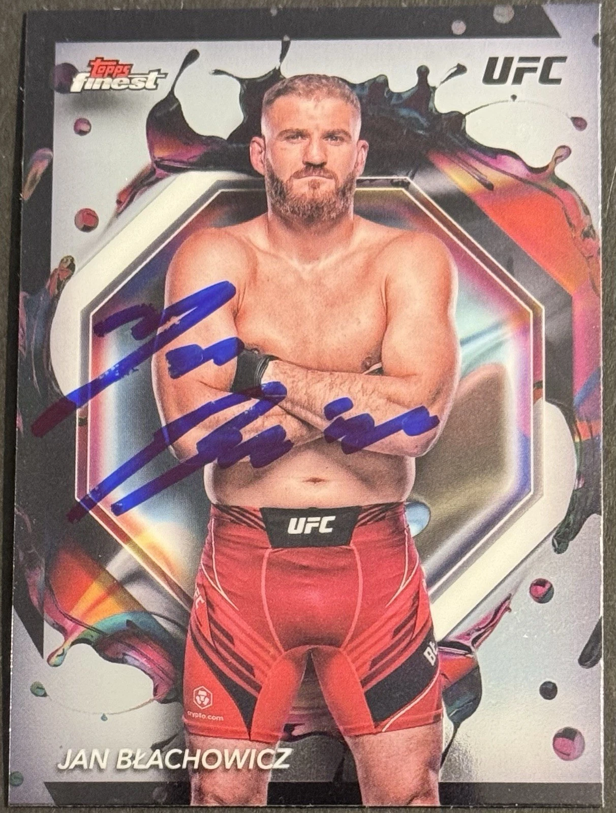Jan Blachowicz Signed 2024 Topps Finest Rare Base UFC Card BAS Beckett