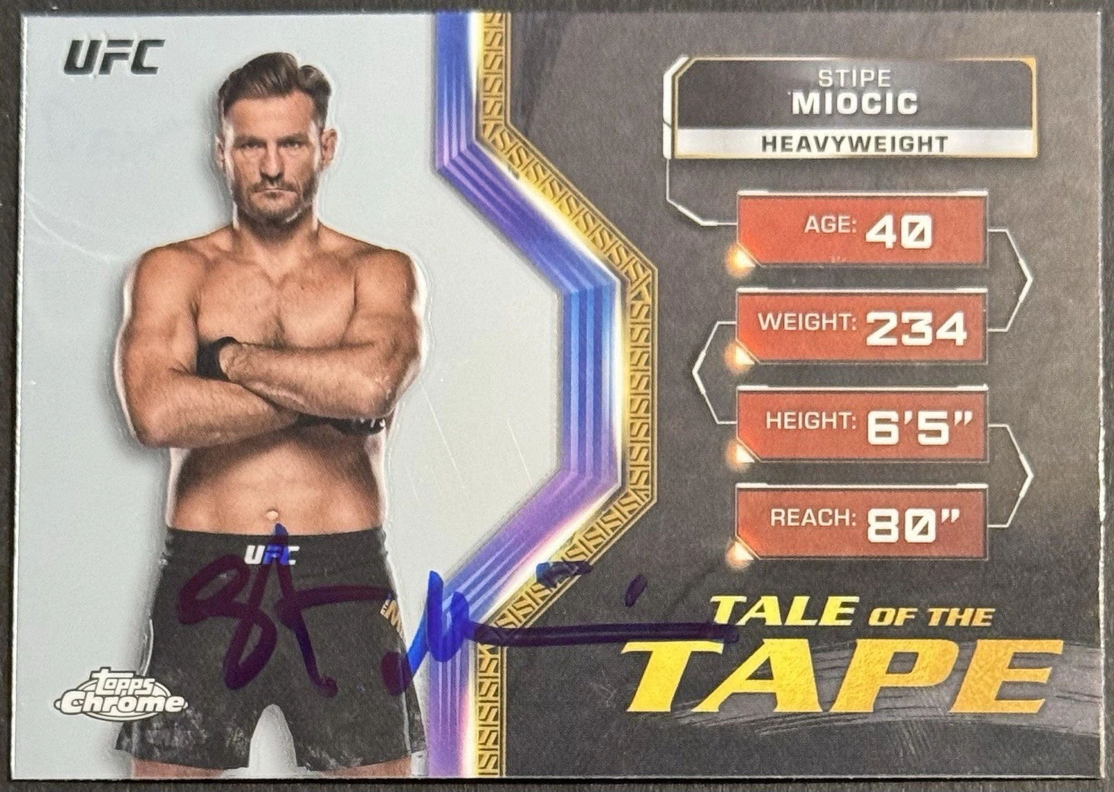 Stipe Miocic Signed 2024 Topps Chrome Tale Of The Tape UFC Card BAS Beckett COA