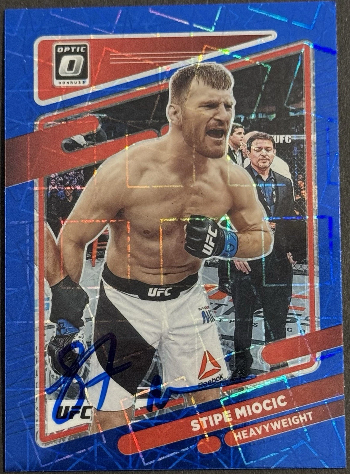 Stipe Miocic Signed 2022 Donruss Optic Blue Velocity Base UFC Card BAS Beckett