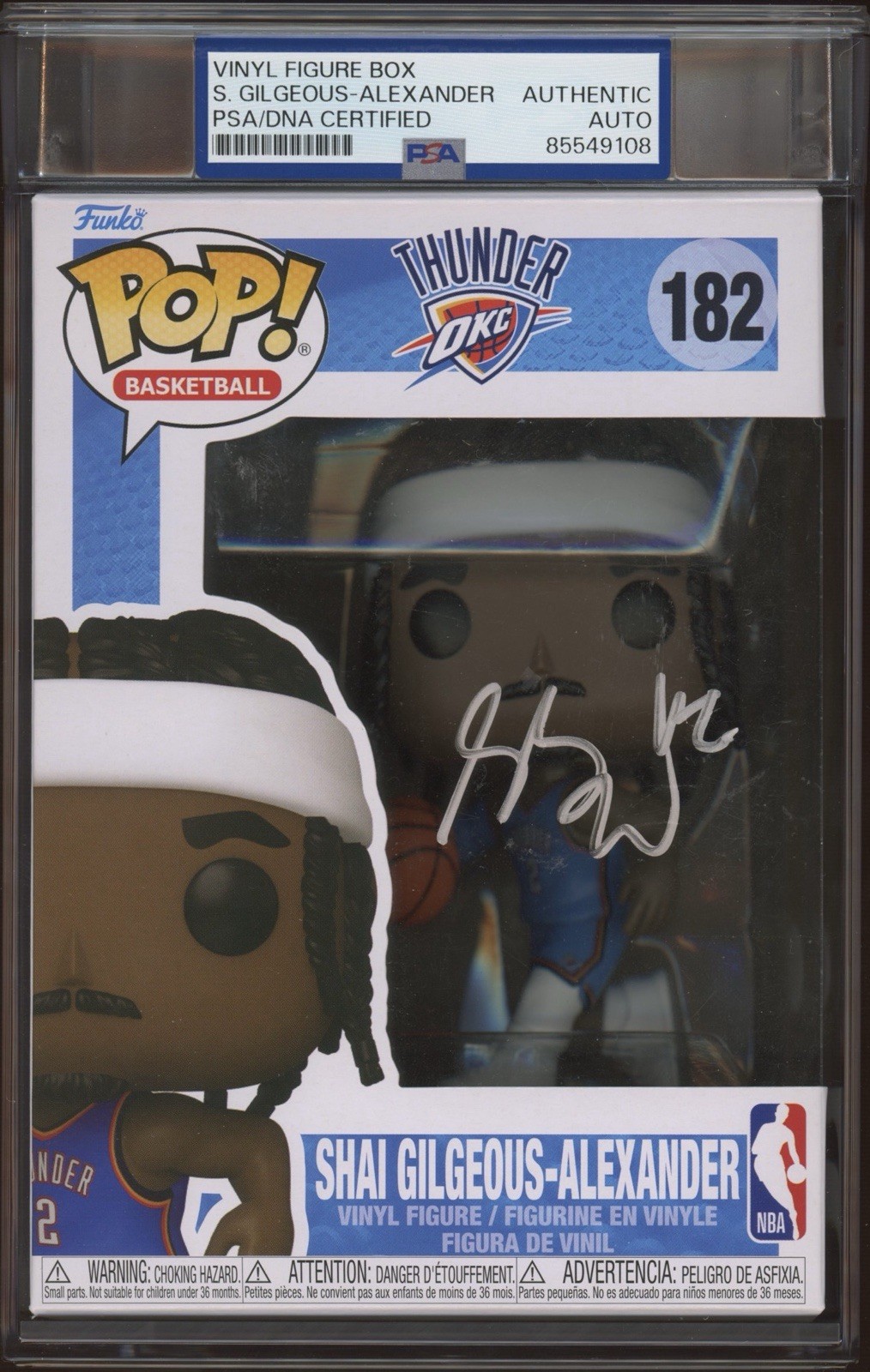 Shai Gilgeous-Alexander Signed NBA Funko Pop Auto #182 PSA ENCAPSULATED THUNDER