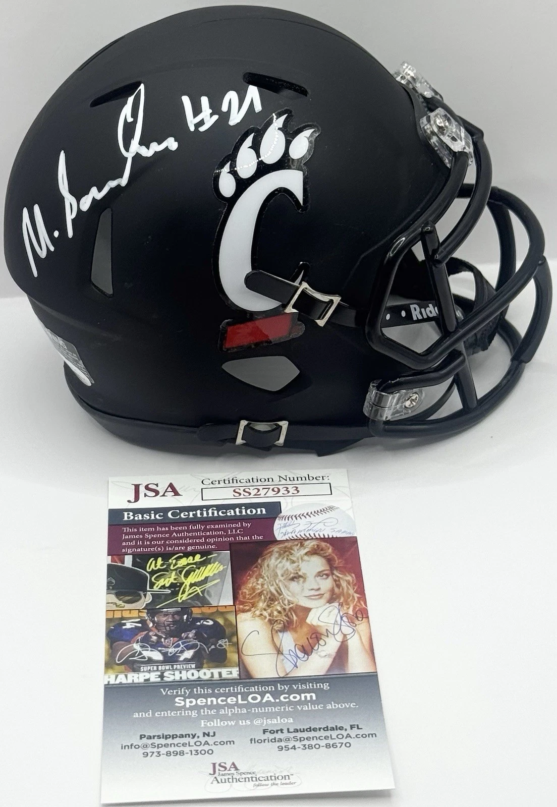Myjai Sanders Signed Autographed Cincinnati Bearcats Mini Helmet PSA/DNA