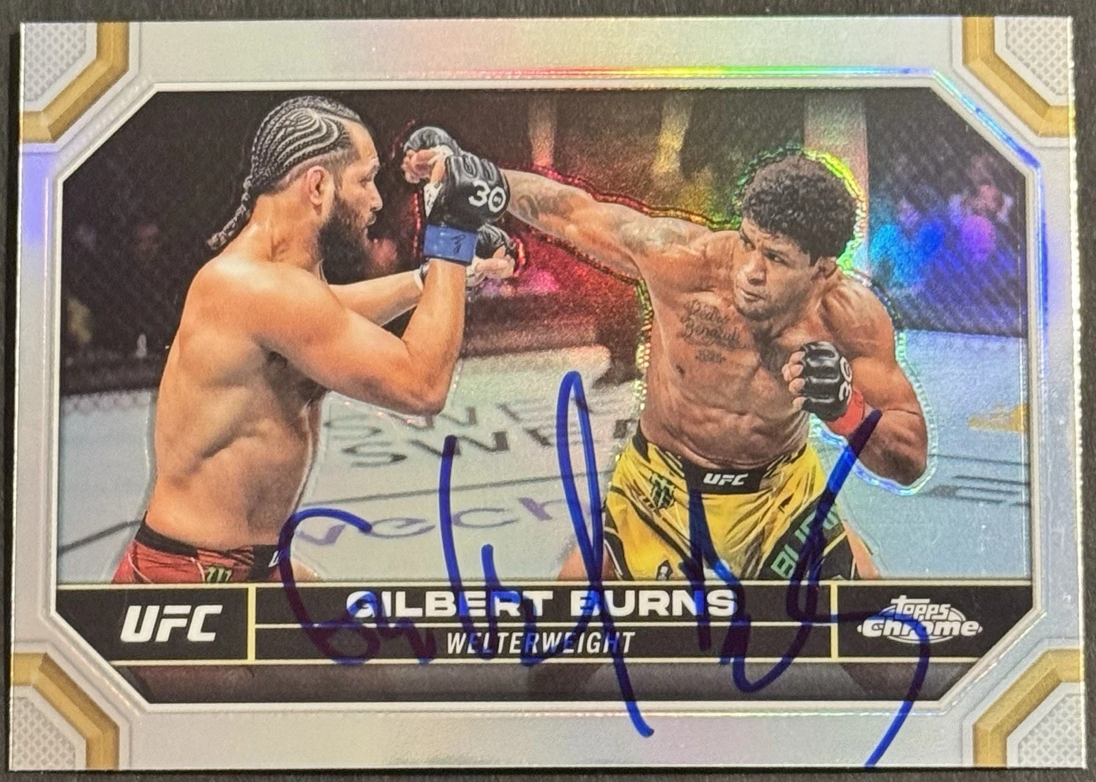 Gilbert Burns Signed 2024 Topps Chrome Refractor UFC Base Card BAS Beckett COA