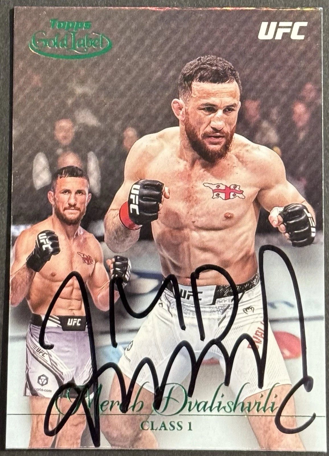 Merab Dvalishvili Signed 2024 Topps Gold Label Base UFC Card BAS Beckett