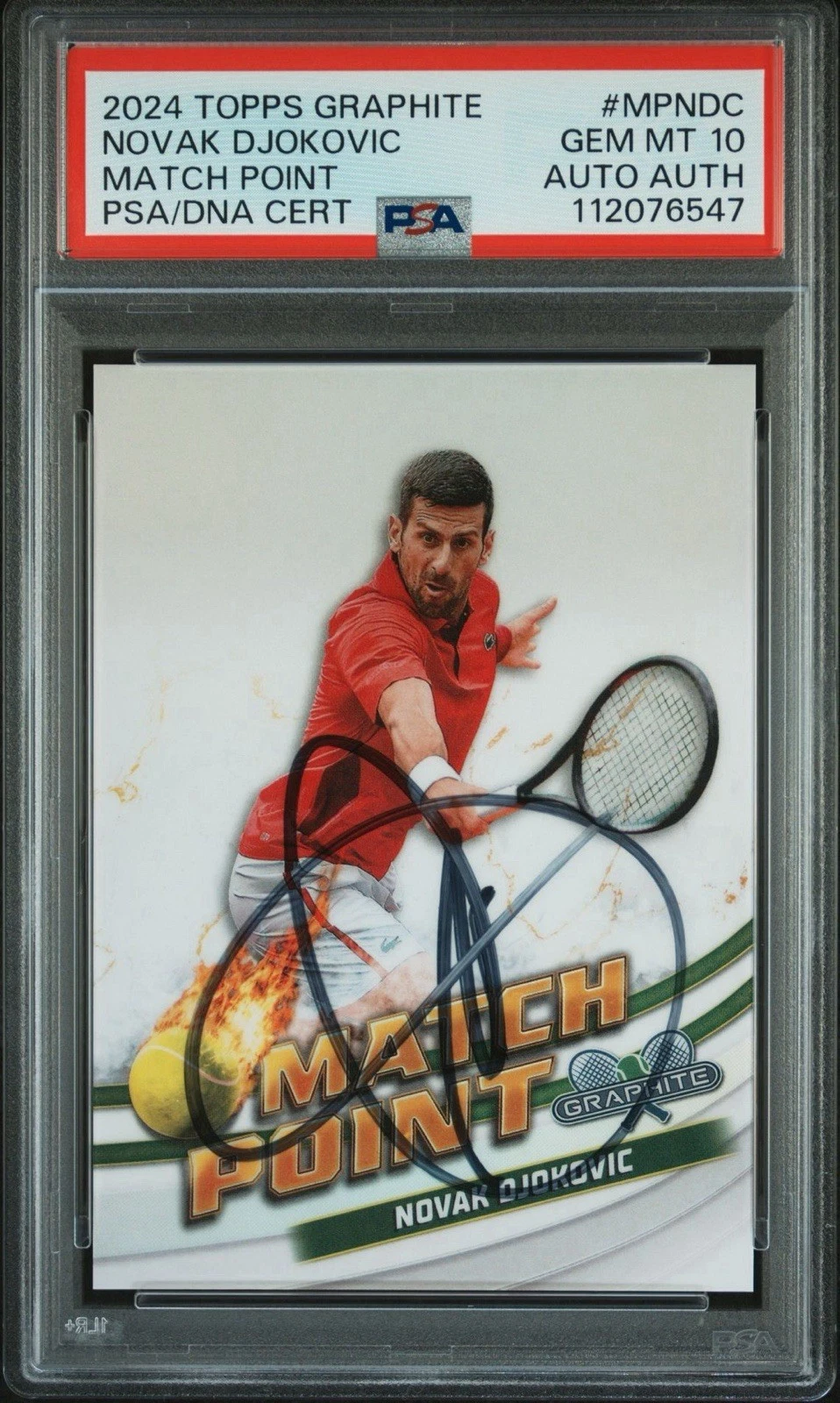 2024 Topps Graphite Novak Djokovic Match Point SSP Case Hit Auto PSA GEM MINT 10