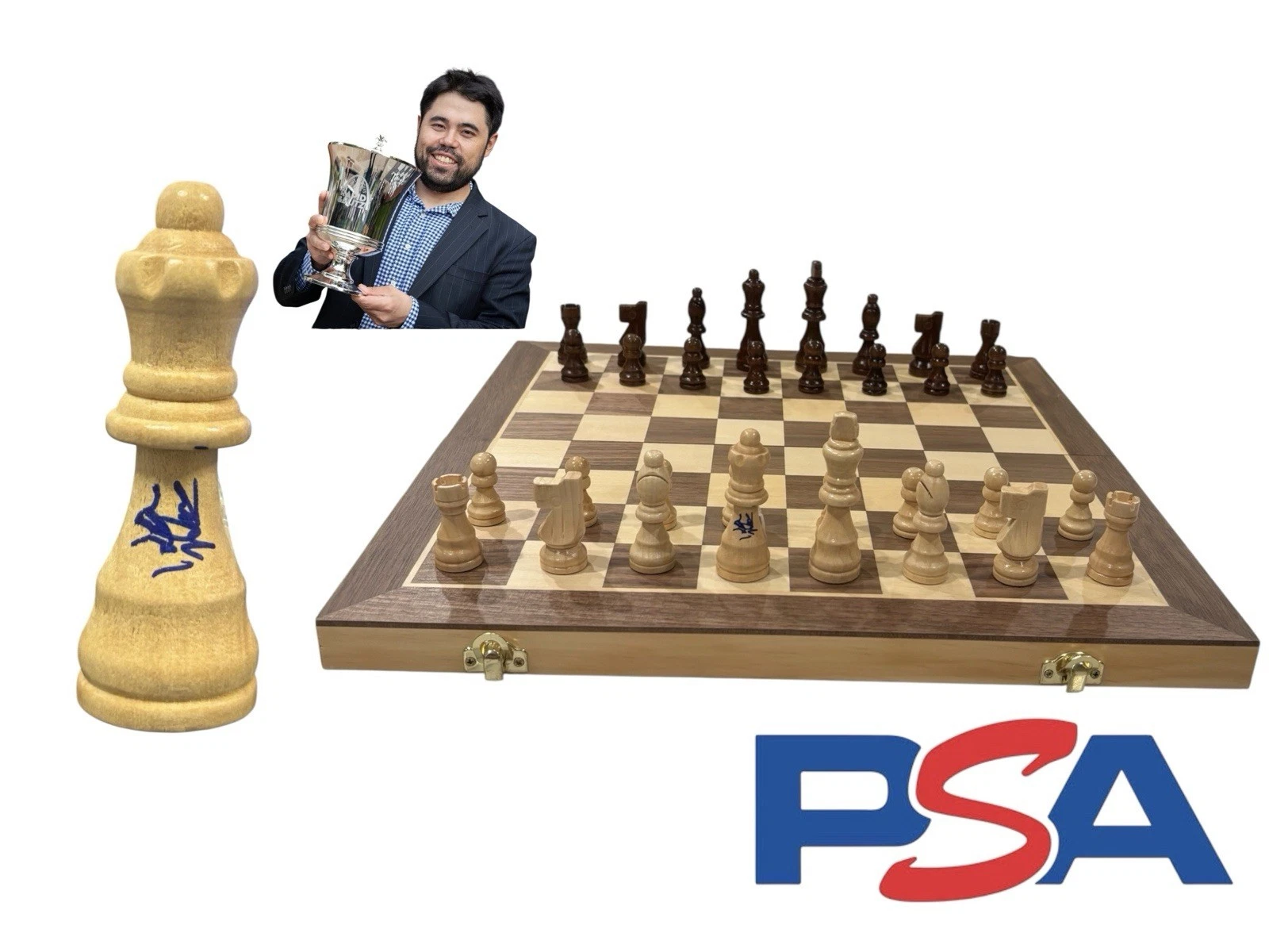 Hikaru Nakamura Signed Autograph Queen Chess Piece Grandmaster Champion PSA AUTO
