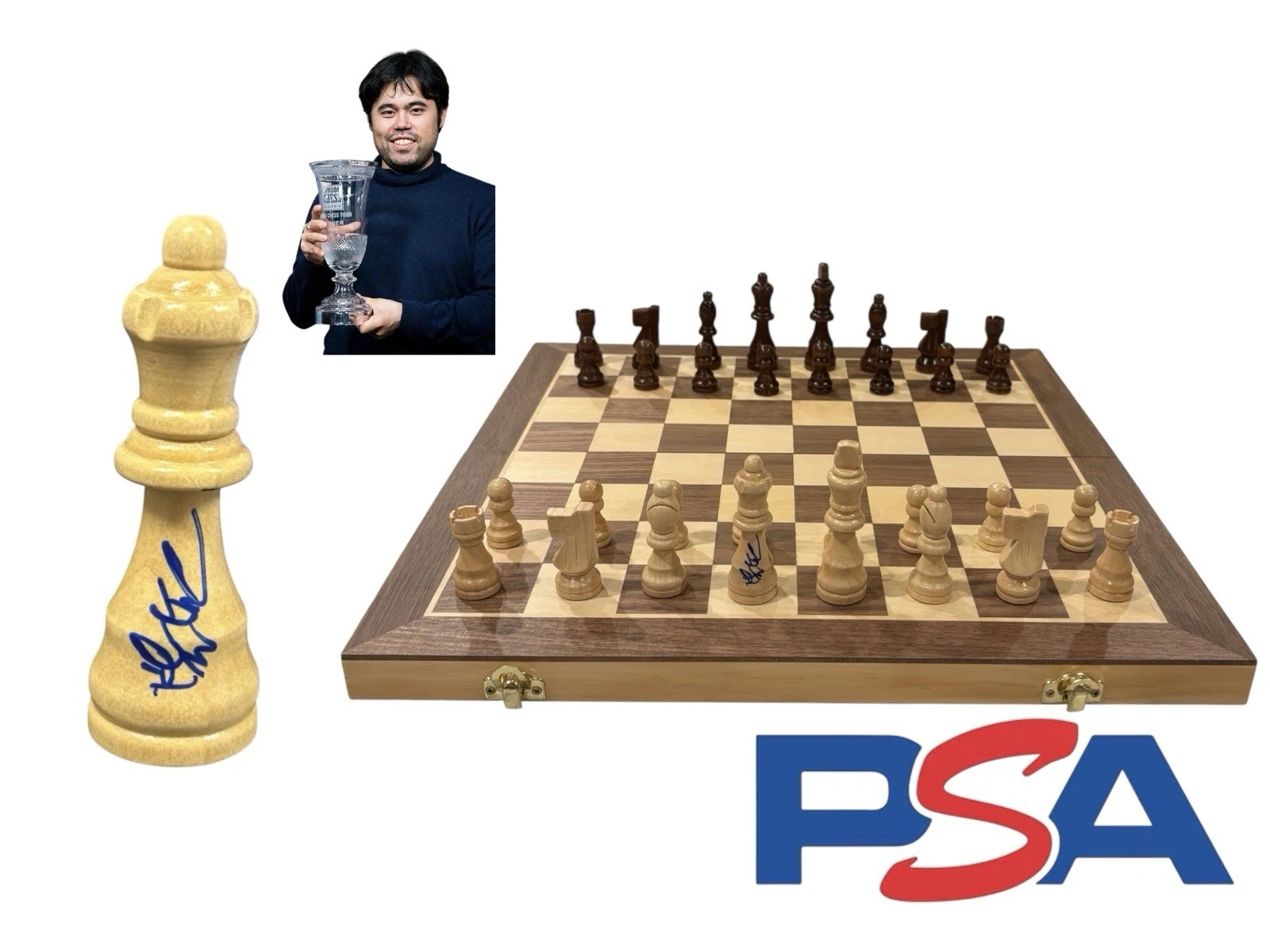 Hikaru Nakamura Signed Autograph Queen Chess Piece Grandmaster Champion PSA AUTO