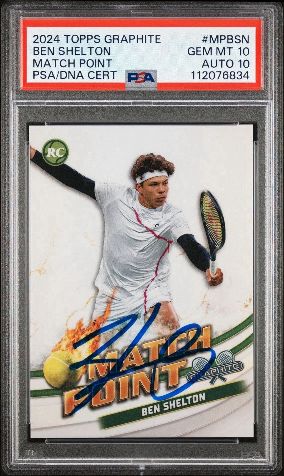 2024 Topps Graphite Ben Shelton Match Point Rookie SSP Case Hit Auto PSA 10/10