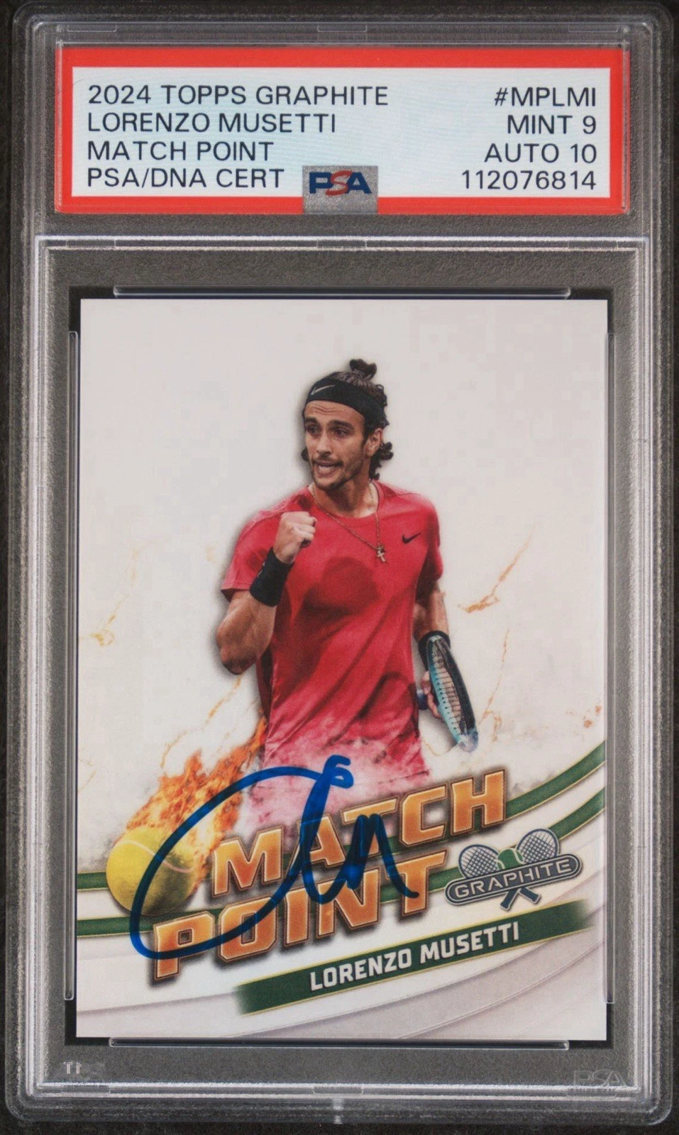 2024 Topps Graphite Lorenzo Musetti Match Point SSP Case Hit Auto PSA MINT 9/10