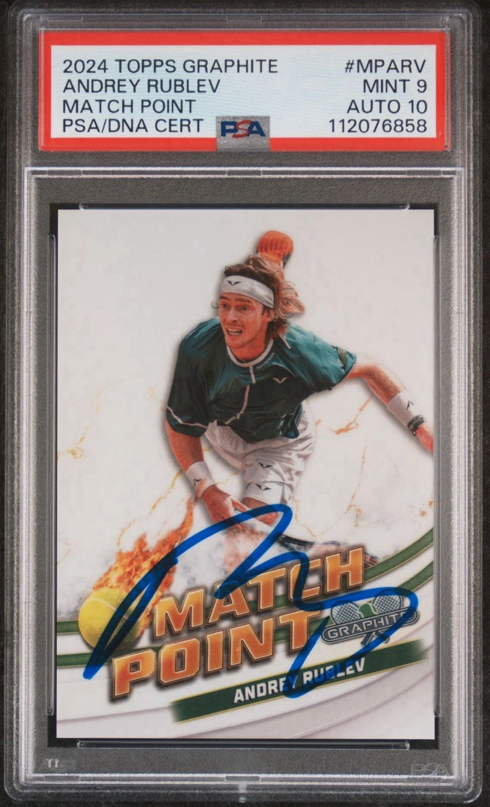 2024 Topps Graphite Andrey Rublev Match Point SSP Case Hit Auto PSA MINT 9/10
