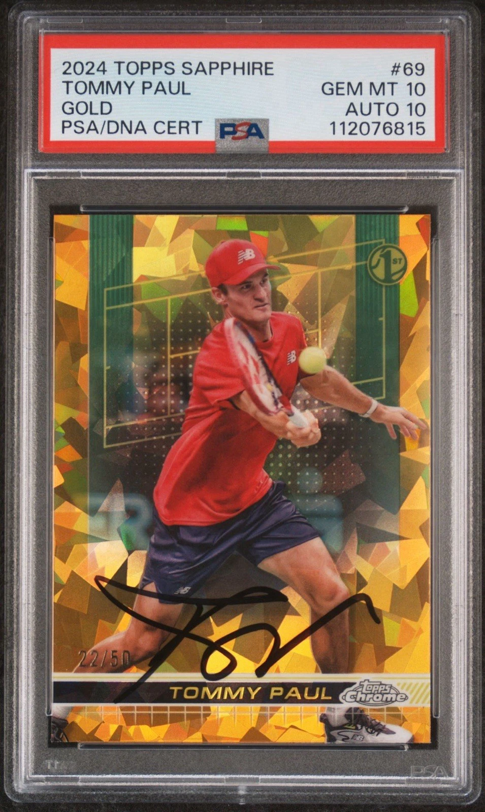 2024 Topps Chrome #69 Tommy Paul Signed 1st Gold Sapphire Auto /50 PSA GEM 10/10