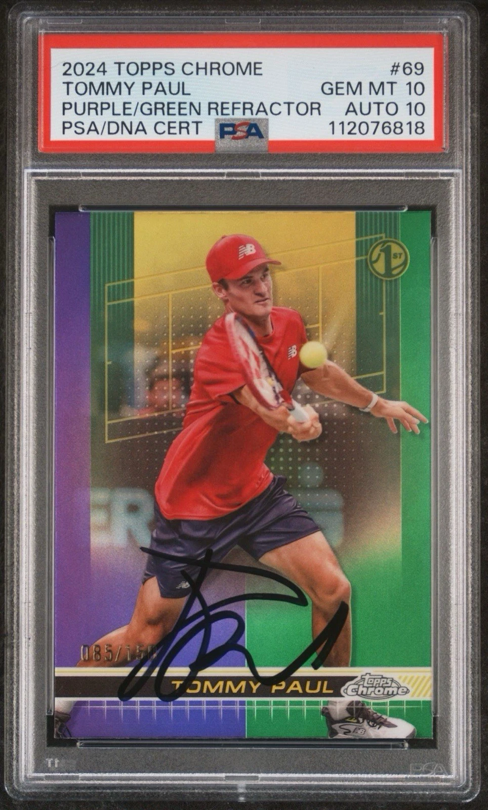 2024 Topps Chrome #69 Tommy Paul Signed 1st Purple/Green Ref Auto /150 PSA 10/10