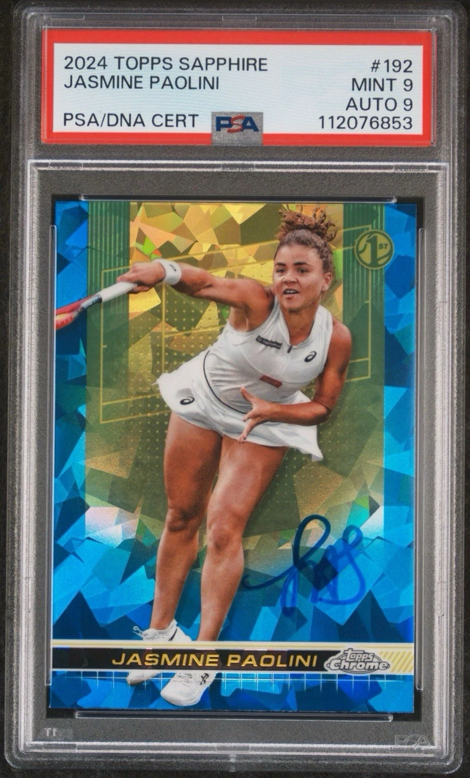2024 Topps Chrome #192 Jasmine Paolini Signed Sapphire Rookie Auto PSA MINT 9/9