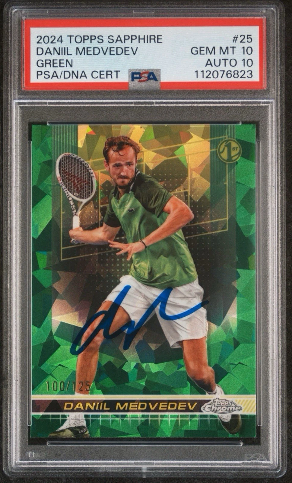 2024 Topps Sapphire Tennis #25 Daniil Medvedev 1st Green /125 AUTO PSA GEM 10/10