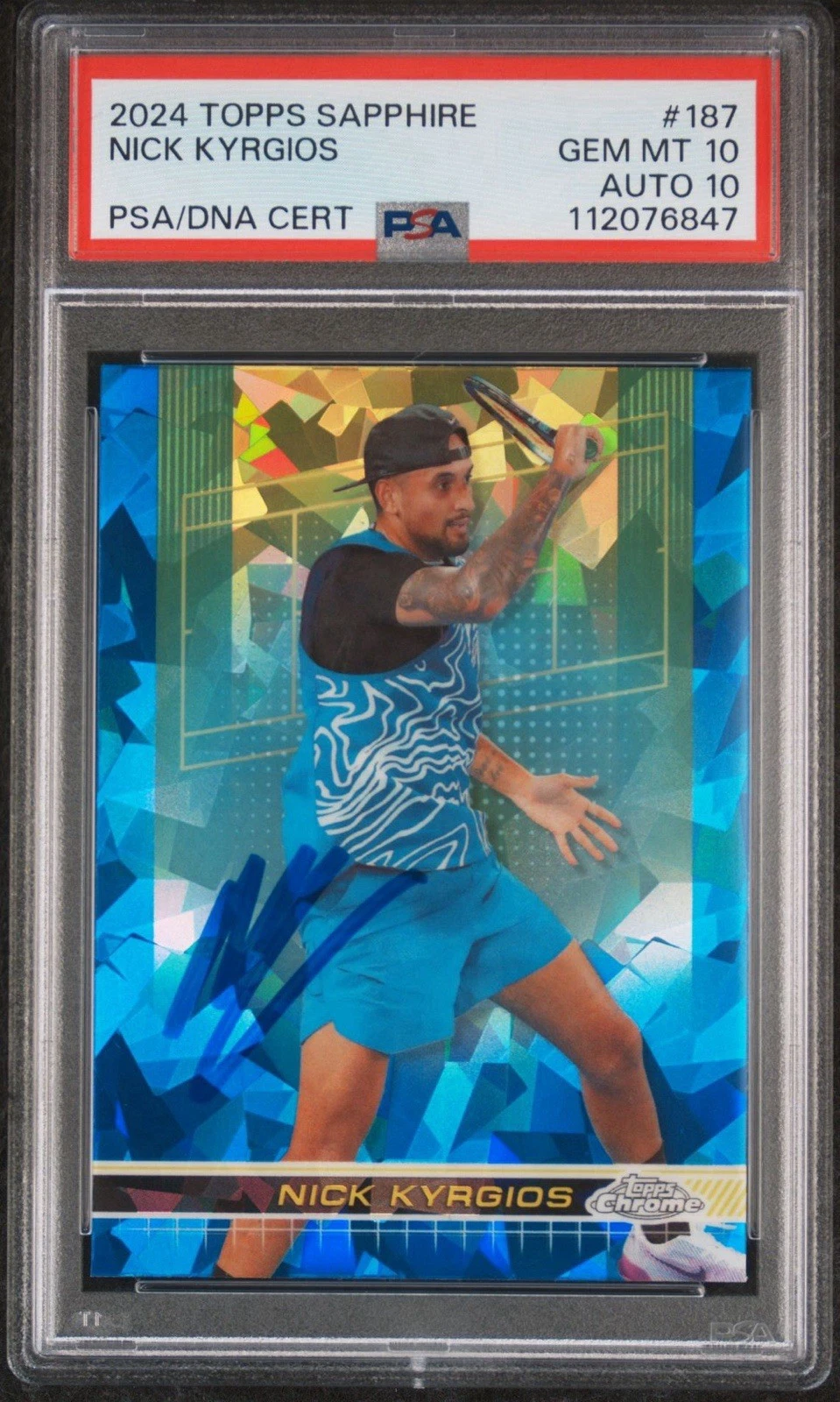 2024 Topps Chrome Tennis #187 Nick Kyrgios Signed Sapphire AUTO PSA GEM MT 10/10
