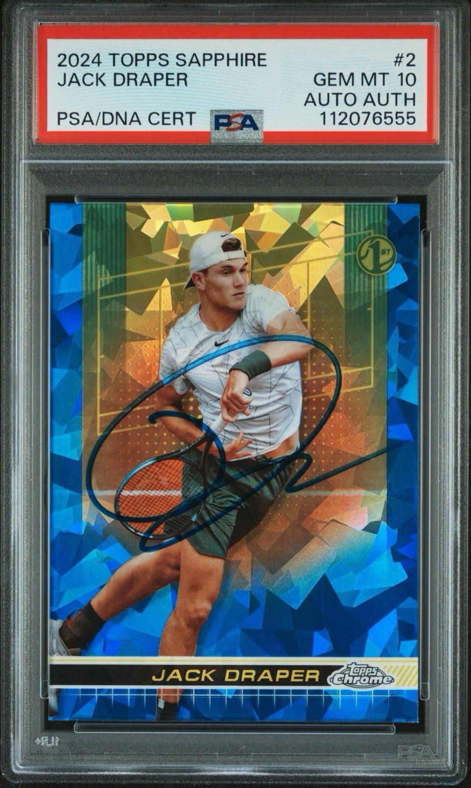 2024 Topps Chrome #2 Jack Draper Signed Sapphire Rookie Auto PSA GEM MINT 10 RC