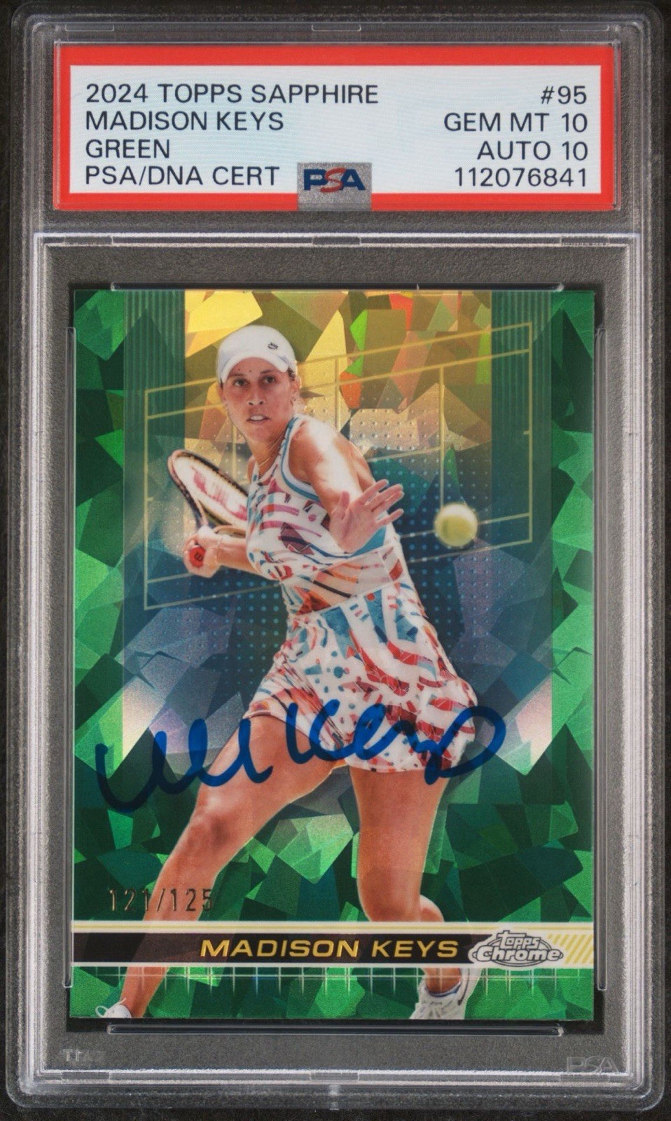 2024 Topps Chrome Tennis #95 Madison Keys Green Sapphire /125 AUTO PSA 10/10