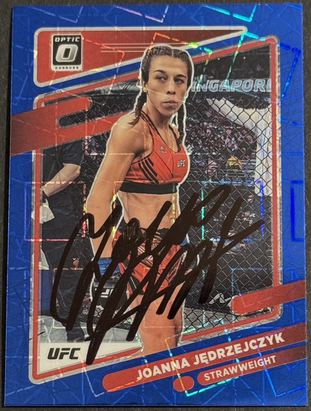 Joanna Jedrzejczyk Signed 2022 Donruss Optic Blue UFC Base Card BAS Beckett