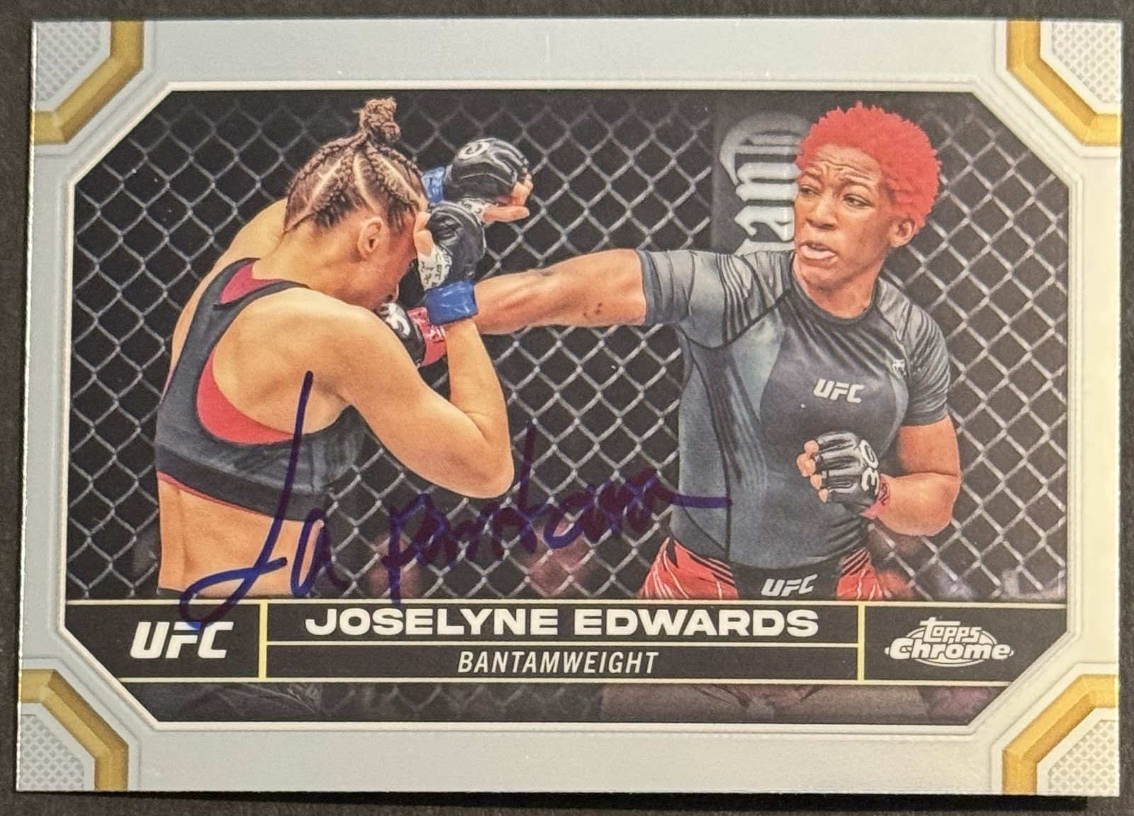 Joselyne Edwards Signed 2024 Topps Chrome UFC Base Card BAS Beckett