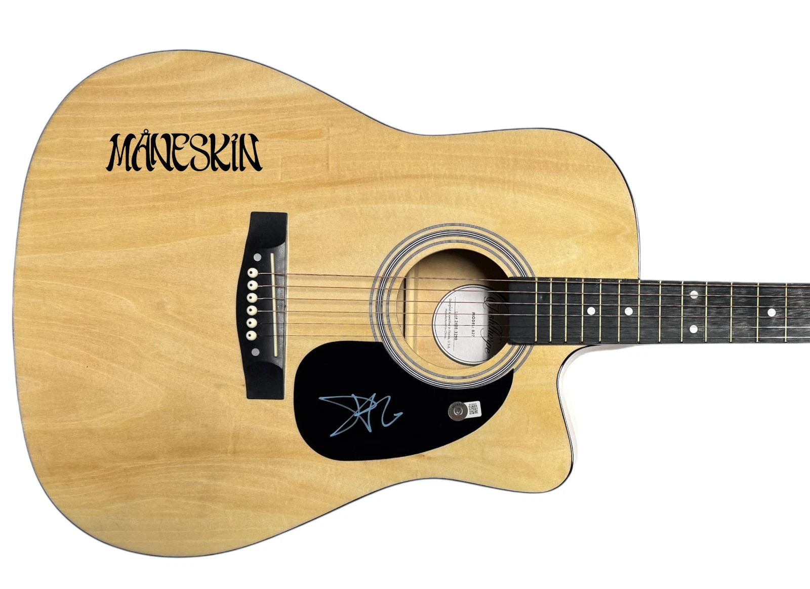 Damiano David MANESKIN Signed Autograph Full Size Acoustic Guitar Beckett COA