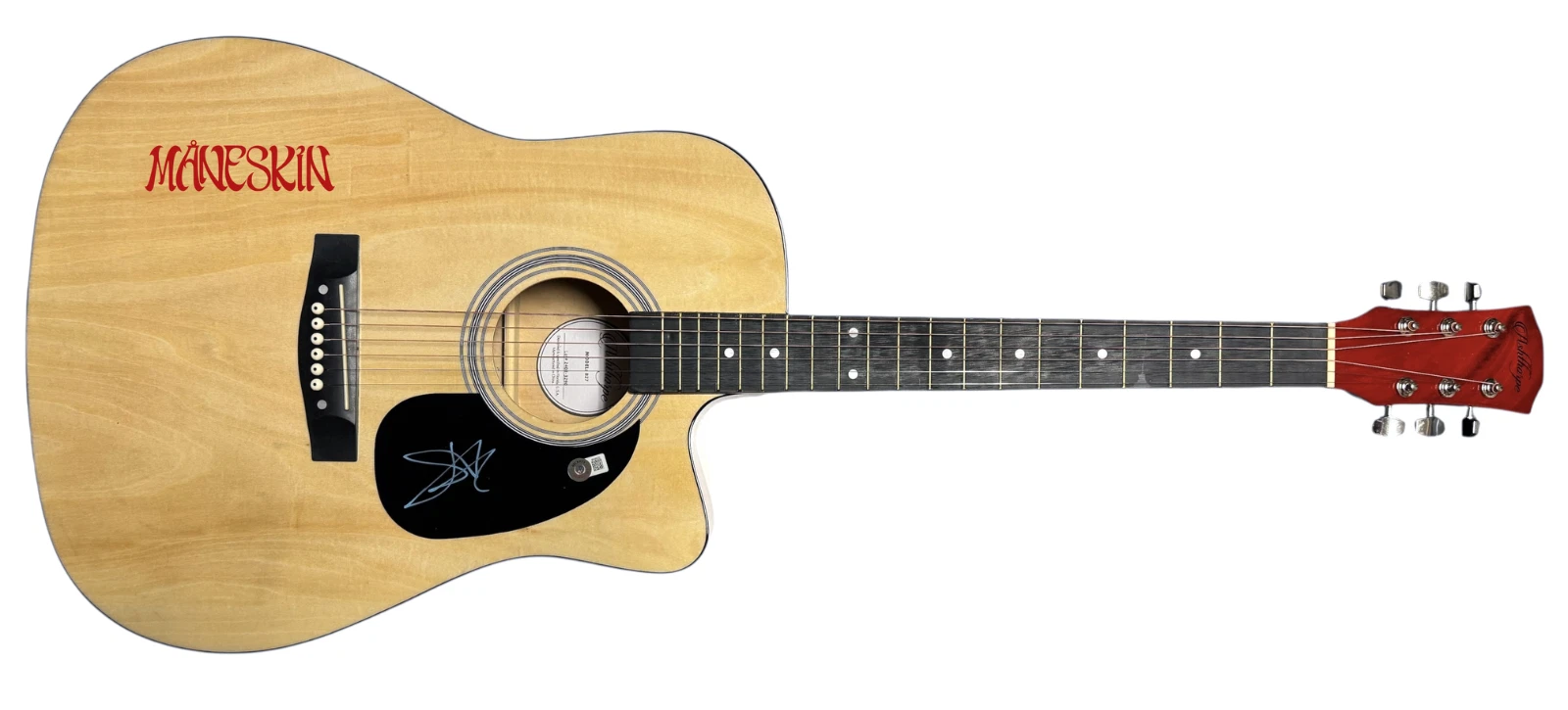 Damiano David MANESKIN Signed Autograph Full Size Acoustic Guitar Beckett COA