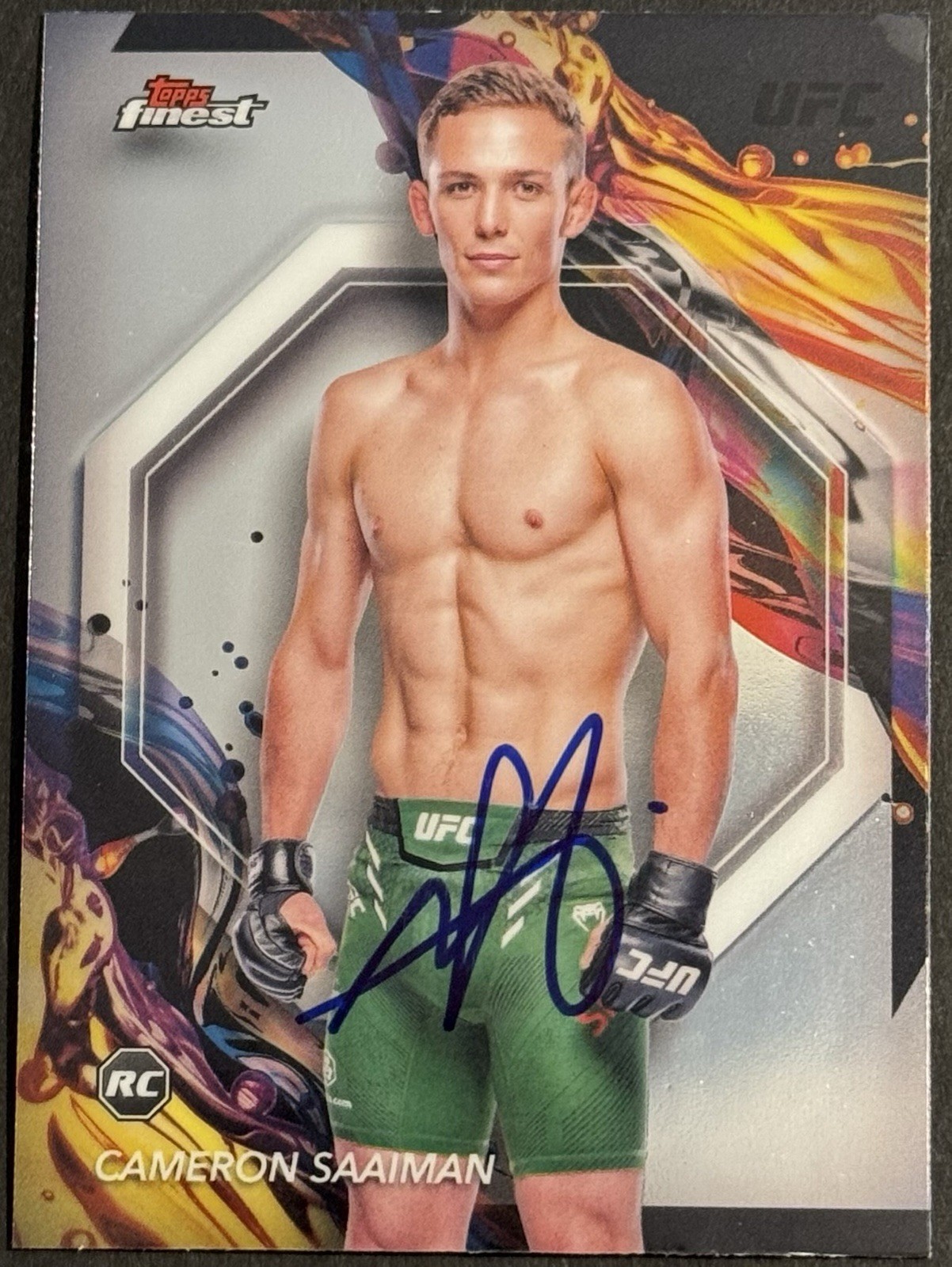 Cameron Saaiman Signed 2024 Topps Finest UFC Base Card BAS Beckett On Card