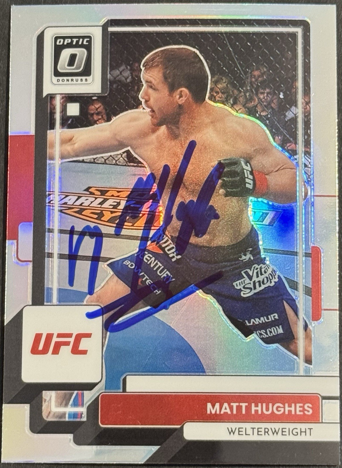 Matt Hughes Signed 2023 Donruss Optic Silver UFC Card BAS Beckett On Card