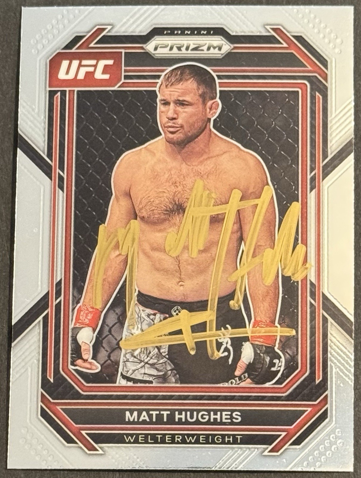 Matt Hughes Signed 2023 Panini Prizm UFC Card BAS Beckett On Card