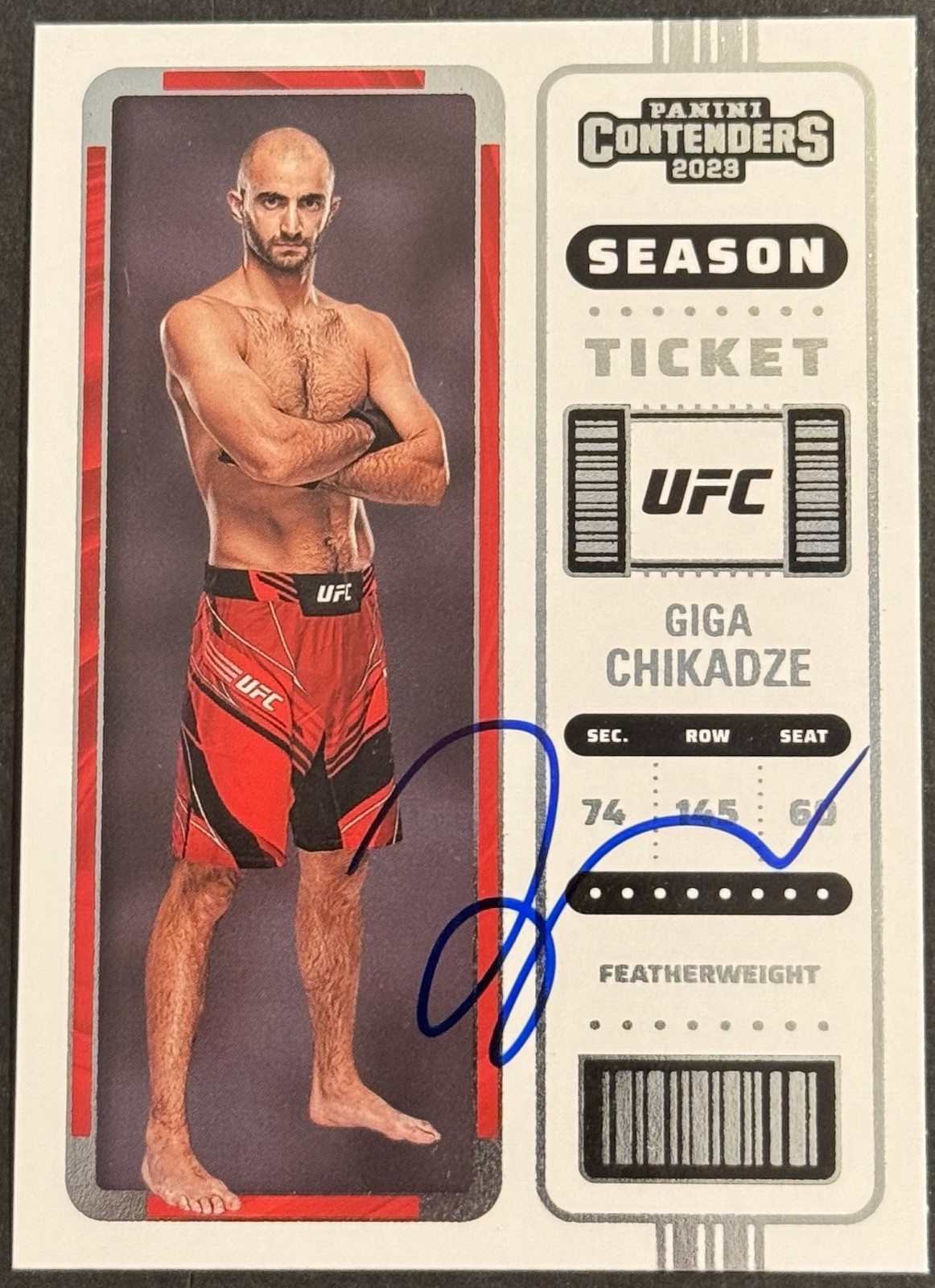 Giga Chikadze Signed 2023 Panini Chronicles Contenders UFC Card BAS Beckett
