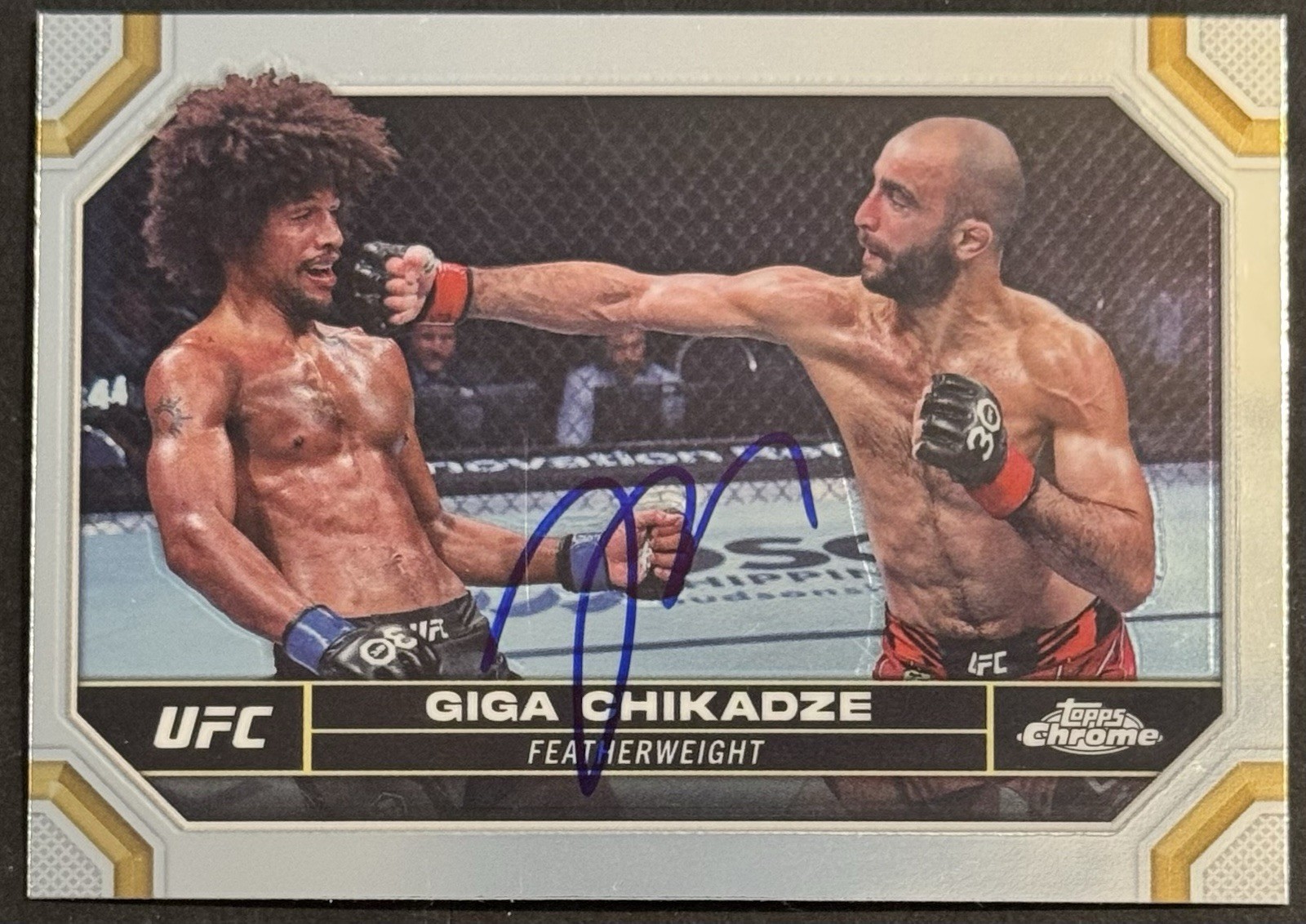 Giga Chikadze Signed 2024 Topps Chrome UFC Card BAS Beckett On Card