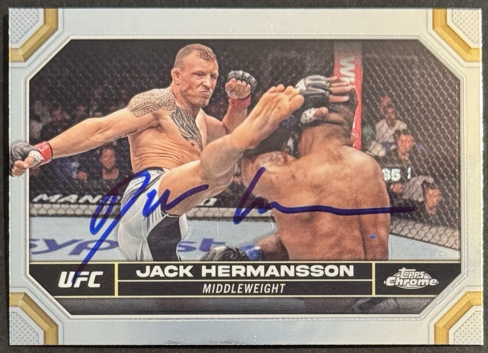 Jack Hermansson Signed 2024 Topps Chrome UFC Card BAS Beckett On Card