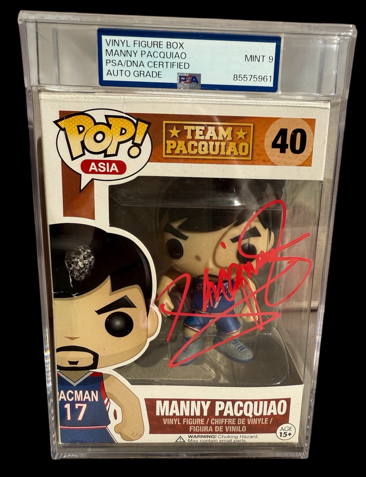 Manny Pacquiao Signed Boxing Asia Vaulted Funko Pop #40 PSA ENCAPSULATED AUTO 9