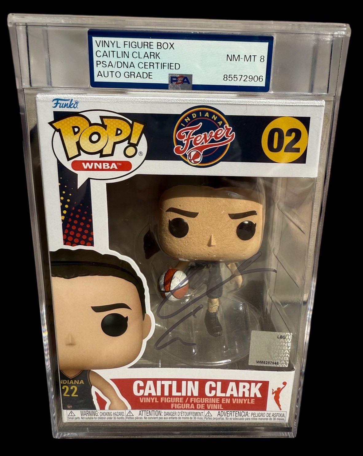 Caitlin Clark Signed WNBA Funko Pop #02 PSA ENCAPSULATED INDIANA FEVER AUTO 8