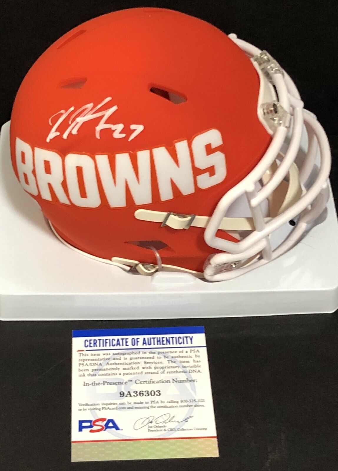 Kareem Hunt Signed Autographed Cleveland Browns Amp Mini Helmet Psa/Dna