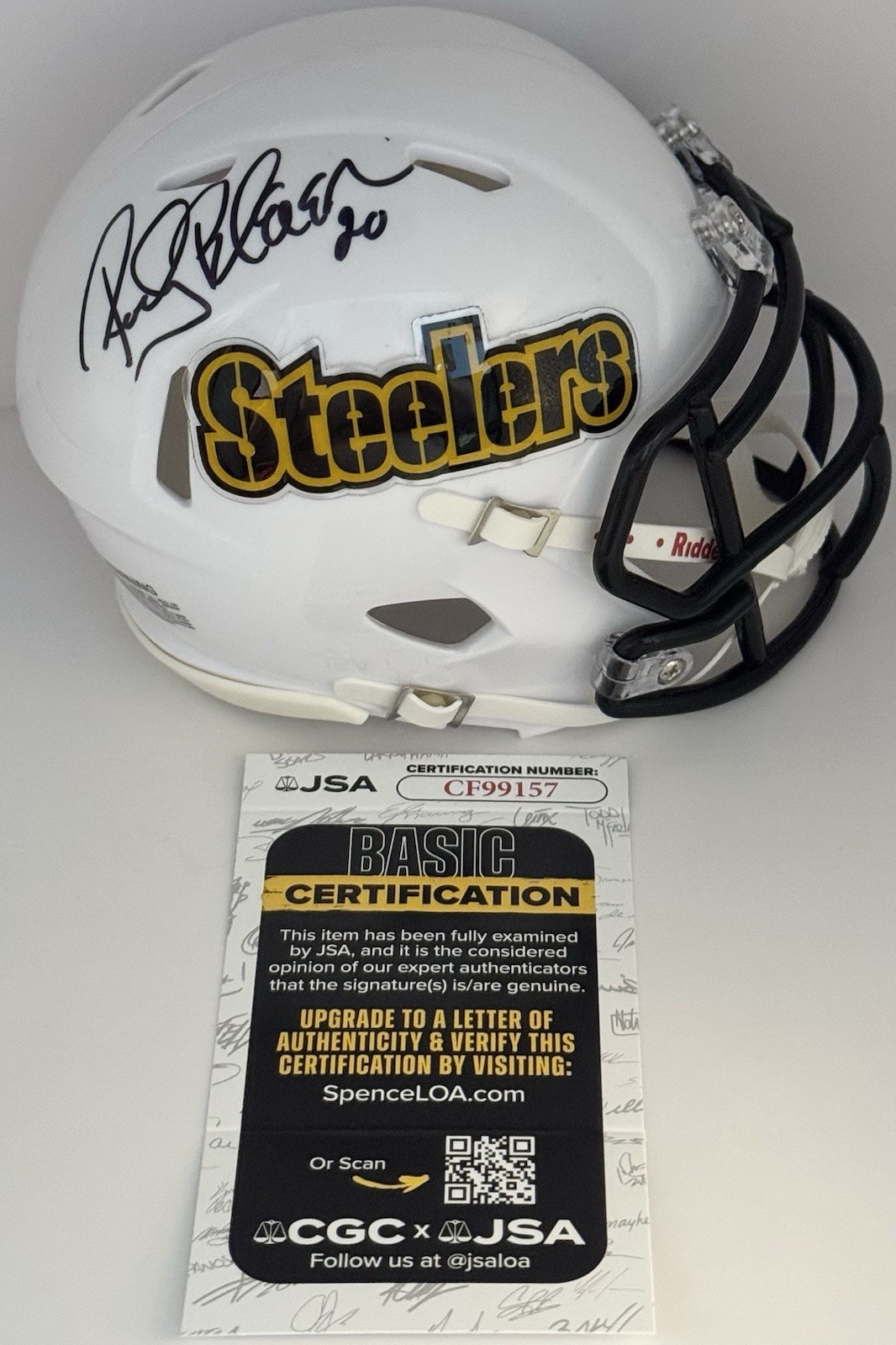 Rocky Bleier Signed Autographed Custom Pittsburgh Steelers Mini Helmet JSA COA
