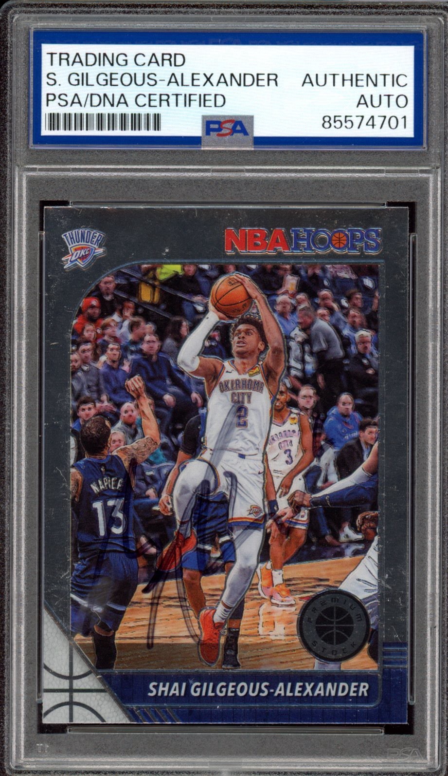 2019 Panini NBA Hoops Premium #80 Shai Gilgeous-Alexander Signed Card PSA AUTO