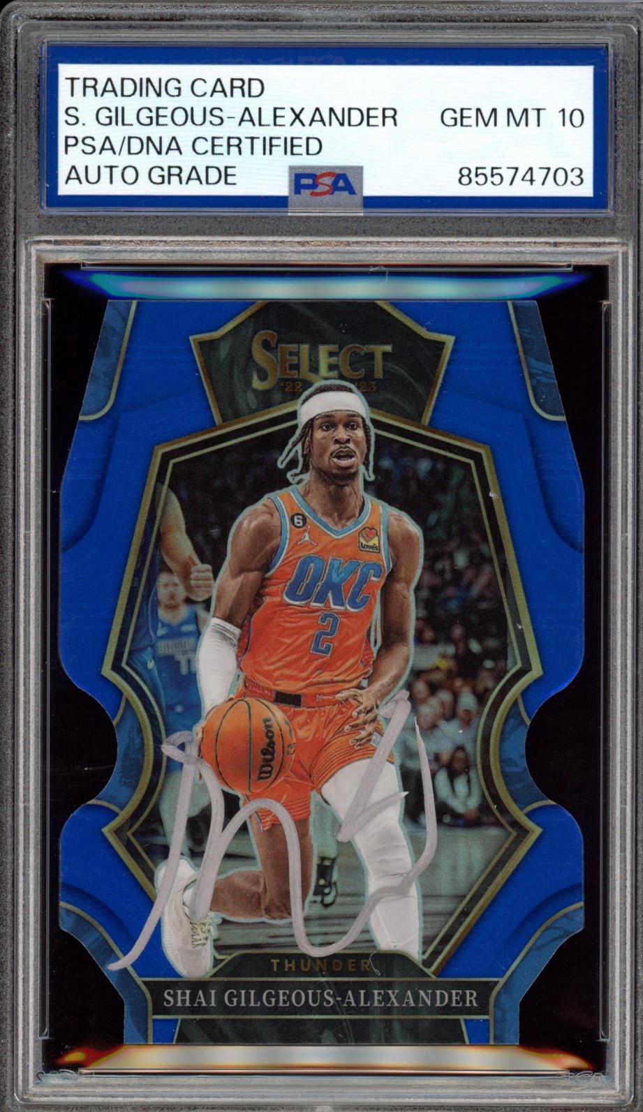 2022 Select Shai Gilgeous-Alexander Blue Prizm Die Cut /249 PSA GEM MT 10 AUTO