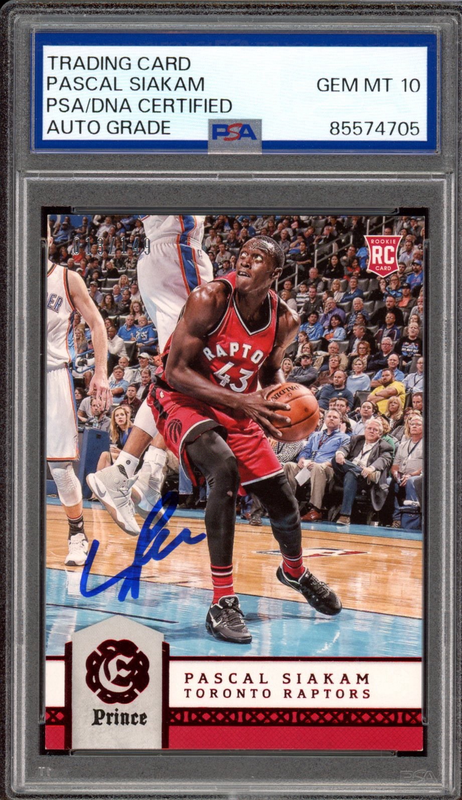 2016 Panini Excalibur #165 Pascal Siakam Prince Red Rookie /149 PSA GEM 10 AUTO