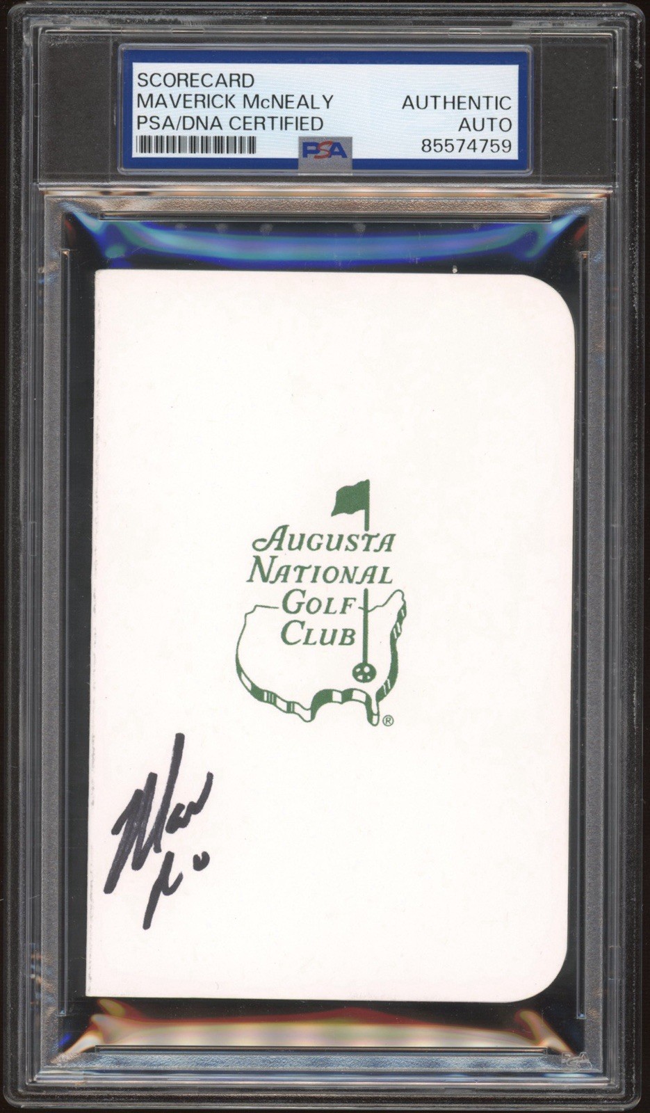 Maverick McNealy Signed Masters Scorecard PSA ENCAPSULATED AUGUSTA NATIONAL GOLF
