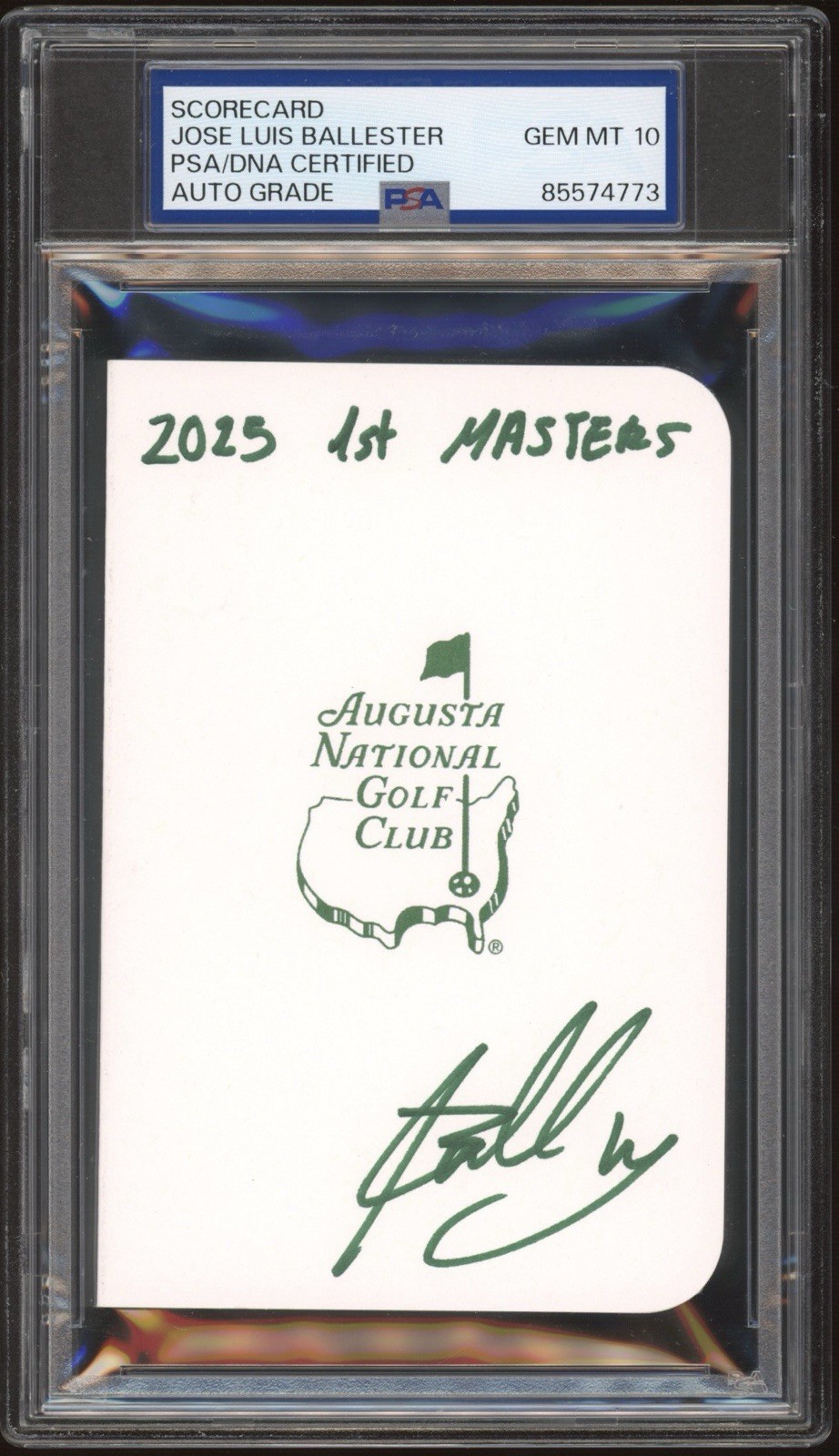 Jose Luis Ballester Signed 2025 1st Masters Scorecard PSA GEM MT 10 AUTO AUGUSTA