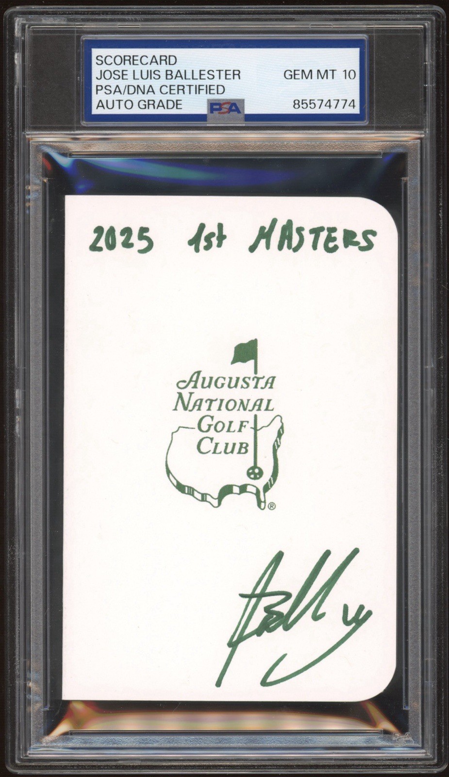 Jose Luis Ballester Signed 2025 1st Masters Scorecard PSA GEM MT 10 AUTO AUGUSTA