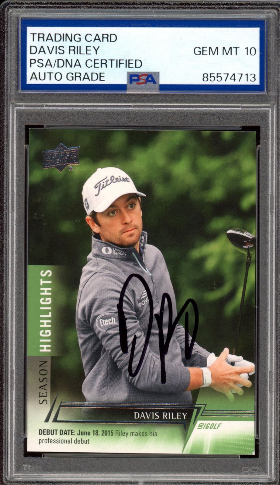 2024 Upper Deck Golf #66 Davis Riley Signed Rookie Card PSA GEM MINT 10 AUTO RC