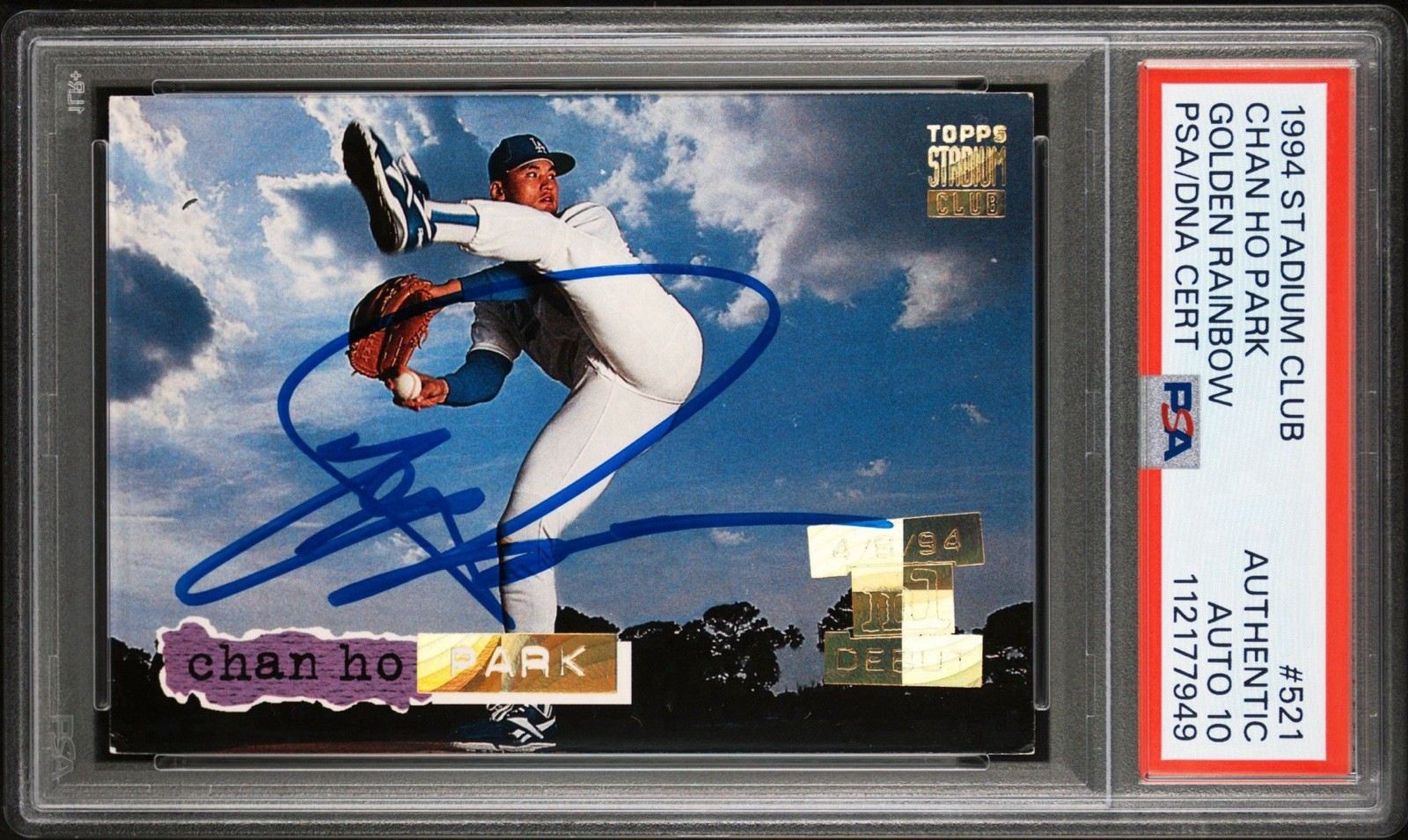 1994 Topps Stadium Club #521 Chan Ho Park Golden Rainbow Rookie PSA GEM 10 AUTO