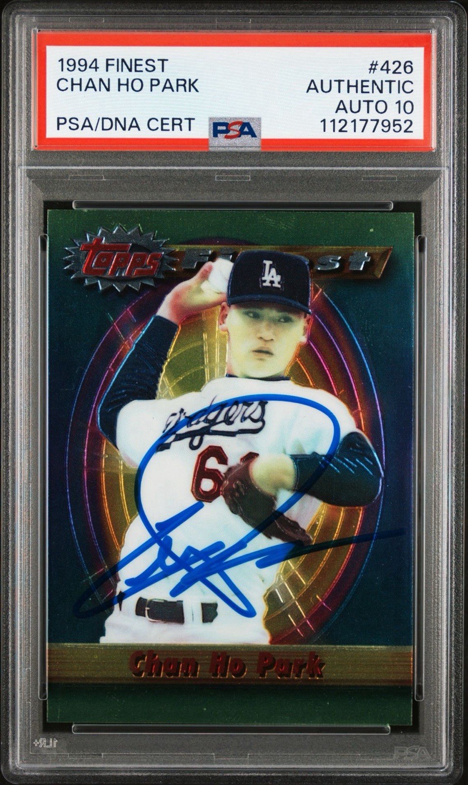 1994 Topps Finest #426 Chan Ho Park Signed Rookie Card PSA GEM MINT 10 AUTO RC