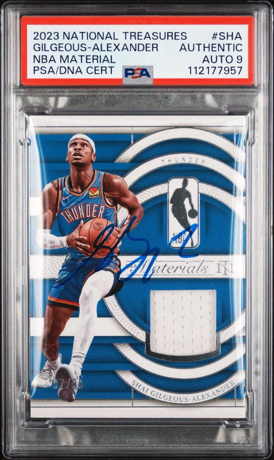2023 National Treasures Shai Gilgeous-Alexander NBA Material /99 PSA MINT 9 AUTO