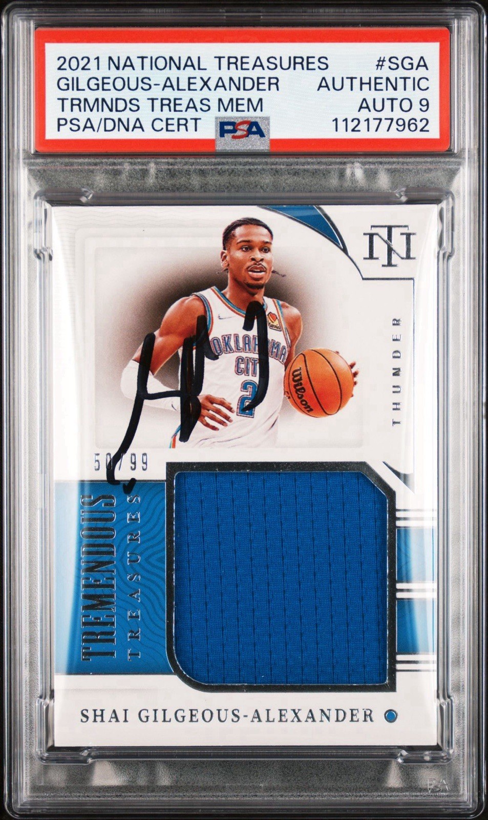 2021 National Treasures Shai Gilgeous-Alexander Tremendous /99 PSA MINT 9 AUTO