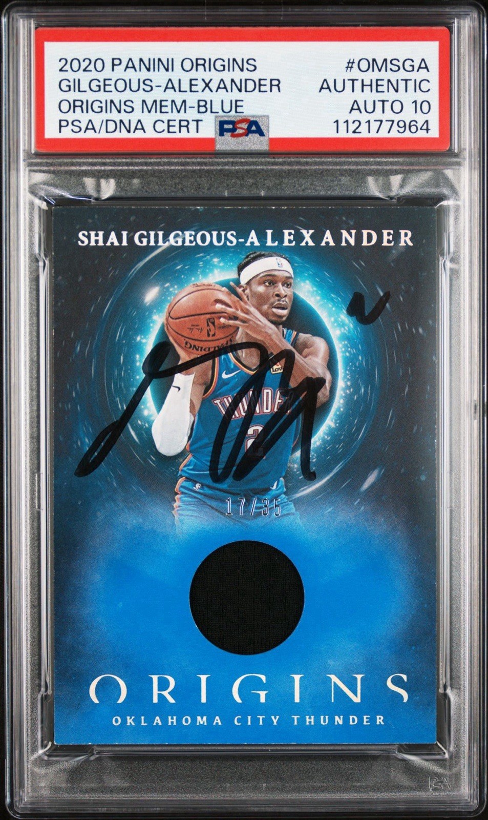 2020 Panini Origins Shai Gilgeous-Alexander Blue Memorabilia /35 PSA GEM 10 AUTO