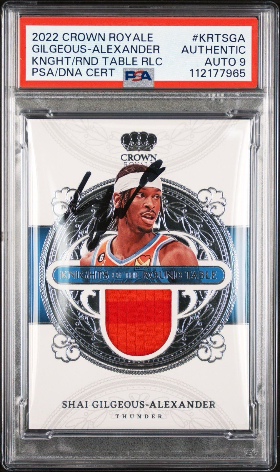 2022 Crown Royale Shai Gilgeous-Alexander Signed Knights Relic PSA MINT 9 AUTO
