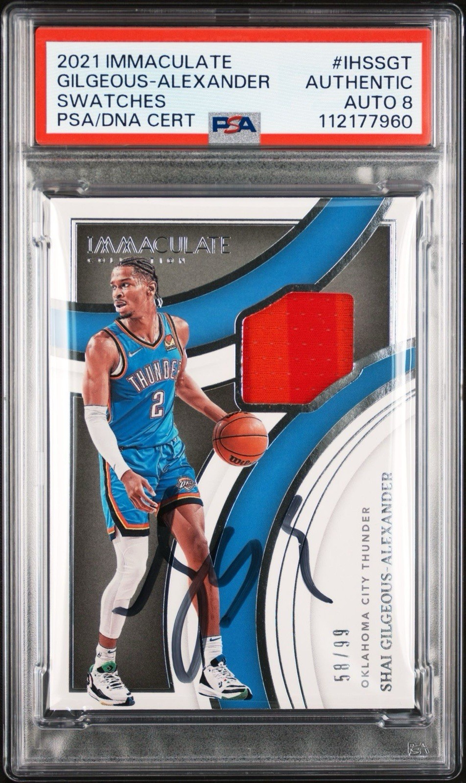 2021 Panini Immaculate Shai Gilgeous-Alexander Signed Swatches /99 PSA 8 AUTO